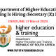 The Department of Higher Education and Training Is Hiring: Secretary (X3 Posts)