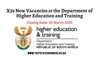 X39 New Vacancies at the Department of Higher Education and Training