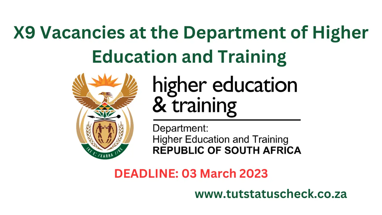 X9 Vacancies at the Department of Higher Education and Training