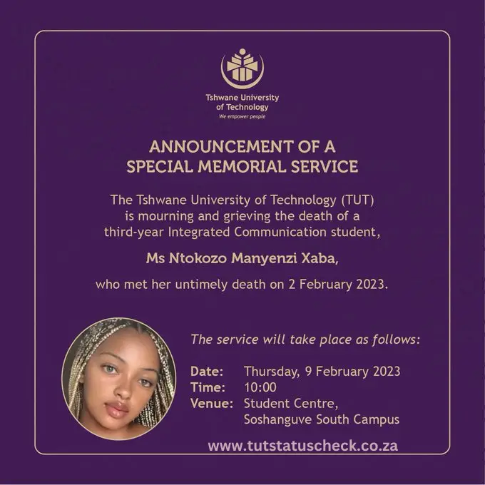 ANNOUNCEMENT OF A SPECIAL MEMORIAL SERVICE